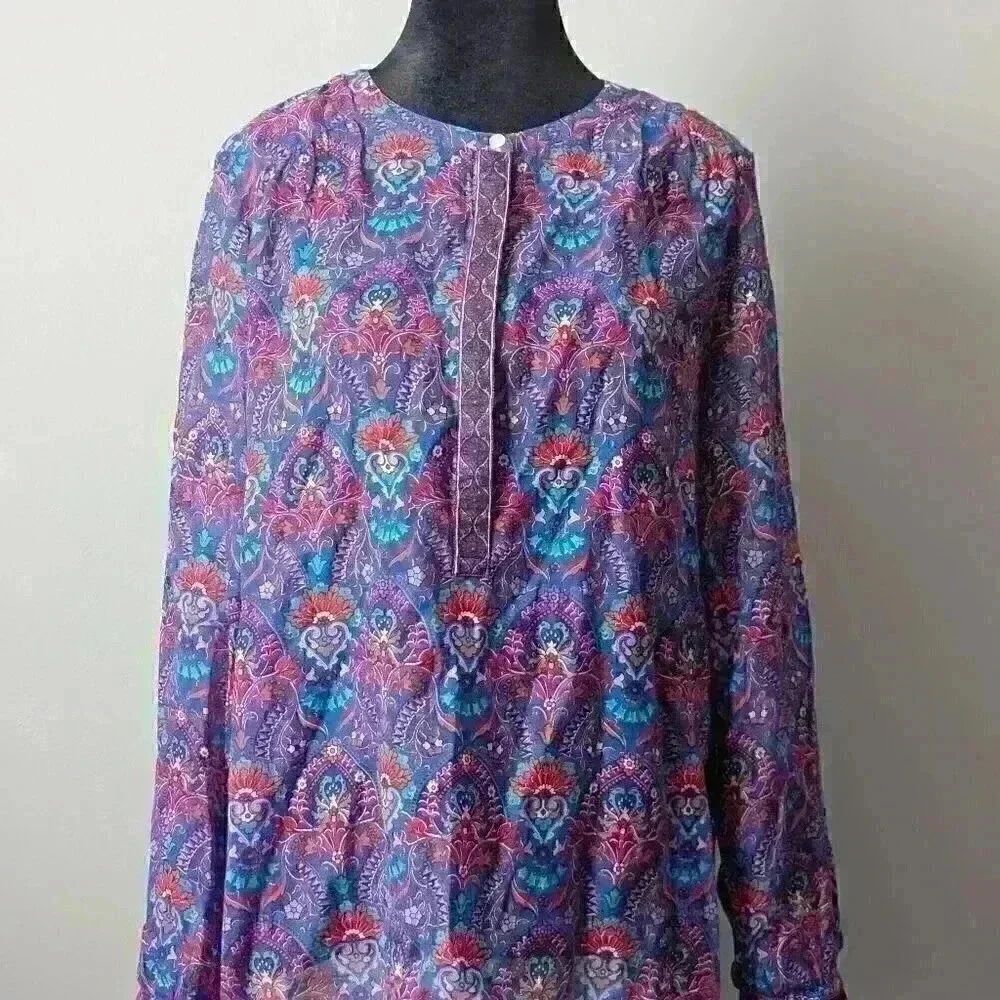 Ann Taylor Loft Boho Style Long Sleeve Blouse -Size S- Light Airy Office wear